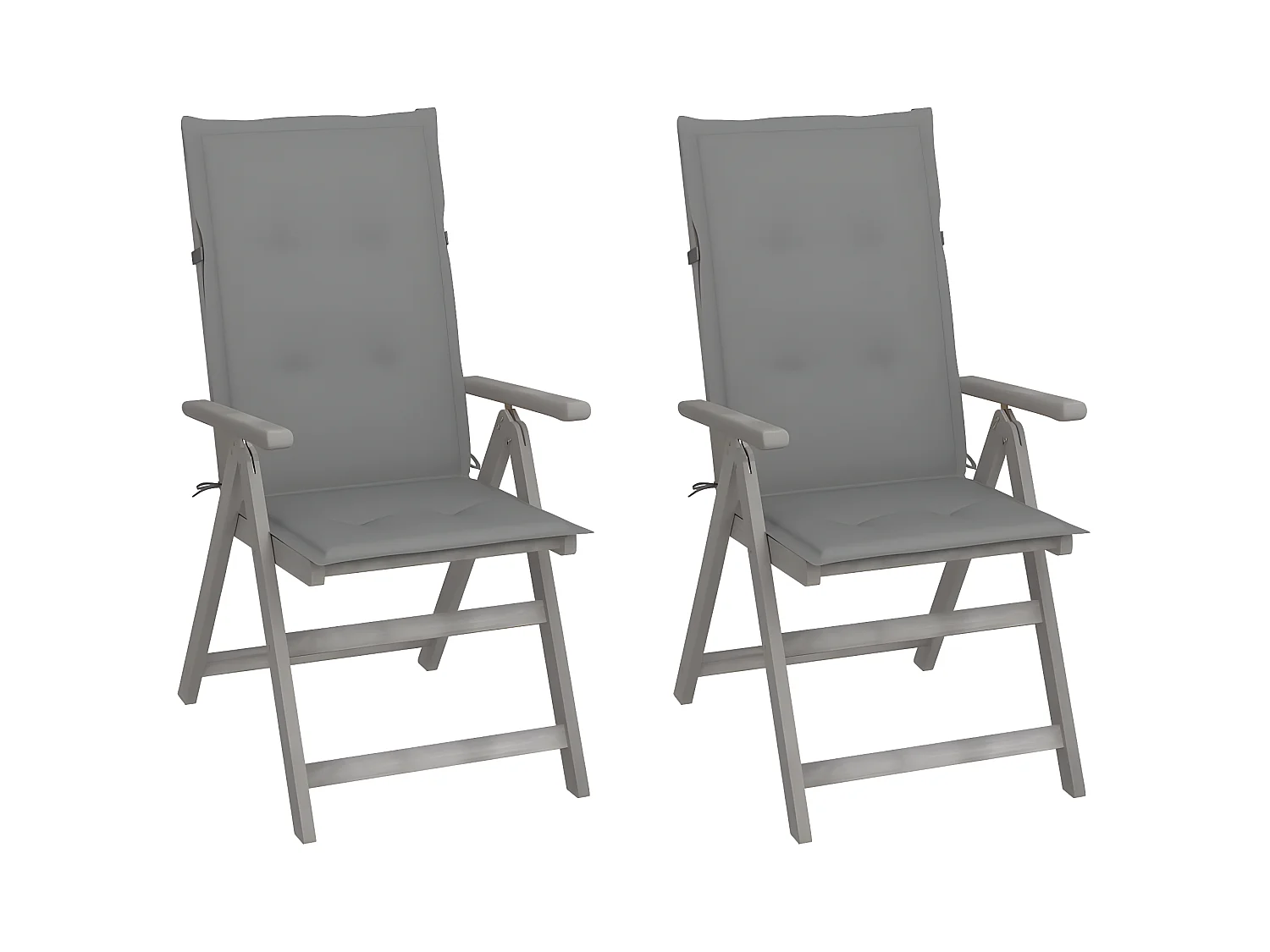 Chaises inclinables de jardin 2 pcs avec coussins Bois d'acacia SEF56082