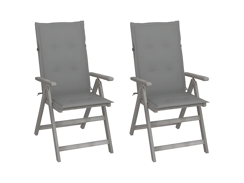Chaises inclinables de jardin 2 pcs avec coussins Bois d'acacia SEF56082