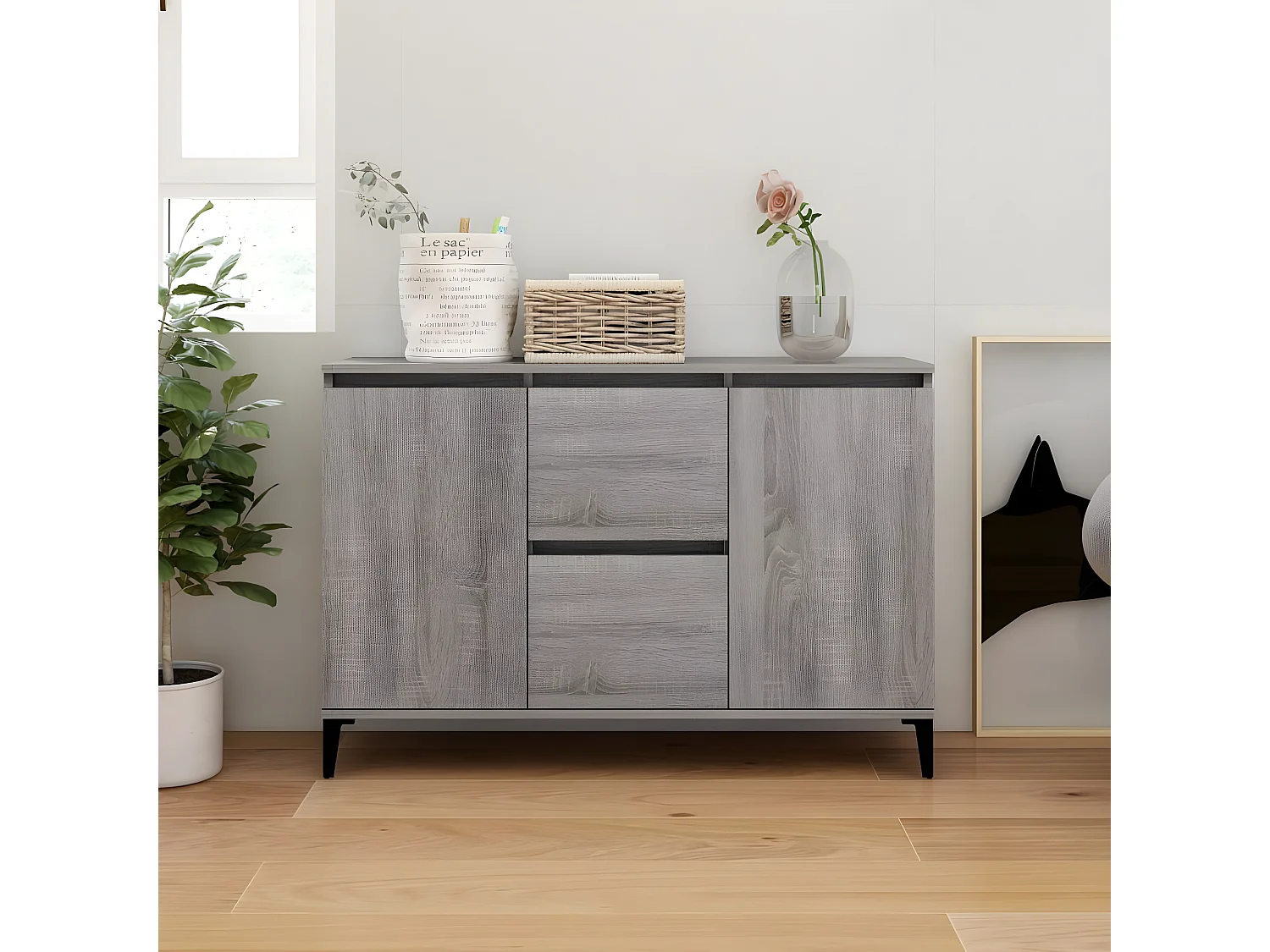 Sideboard Grau Sonoma - Lowboard 104x35x70 cm Holzwerkstoff -RM82608