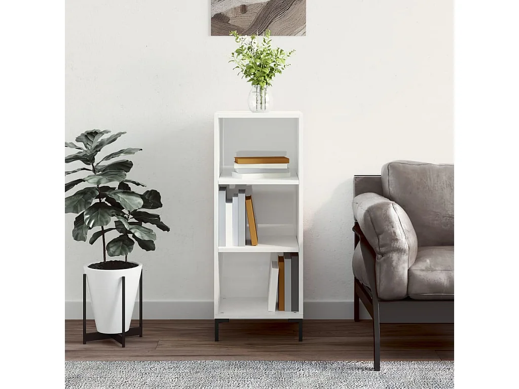 Sideboard Lowboard - Hochglanz-Weiß 34,5x32,5x90 cm Holzwerkstoff -RM98205