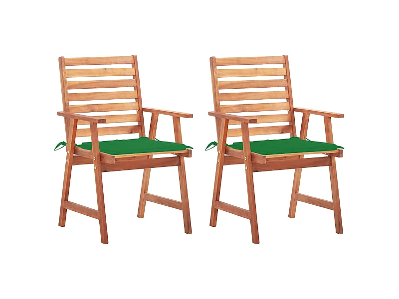 Chaises à dîner d'extérieur 2 pcs avec coussins Acacia massif SEF81889