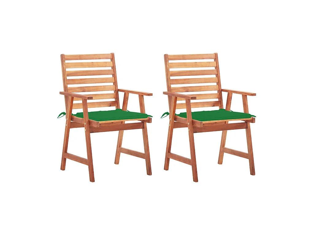 Cadeiras de jantar p/ jardim 2 pcs c/ almofadões acácia maciça PT334504