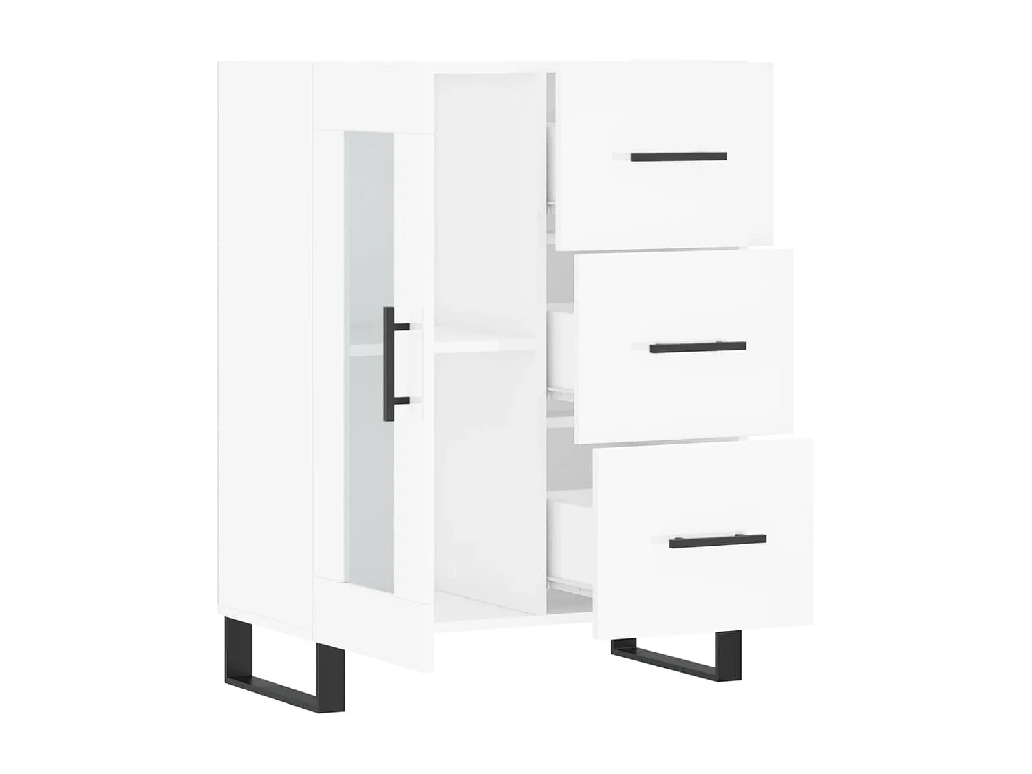 Sideboard Lowboard - Hochglanz-Weiß 69,5x34x90 cm Holzwerkstoff -RM81149