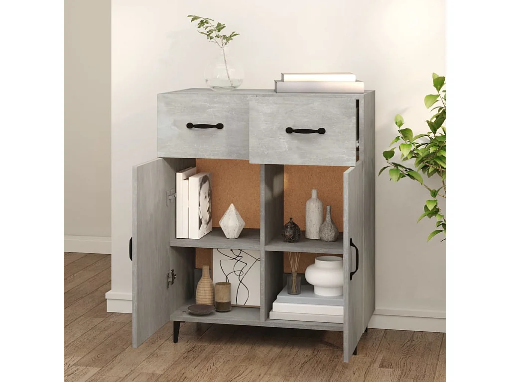 Sideboard Lowboard - Betongrau 69,5x34x90 cm Holzwerkstoff -RM91834