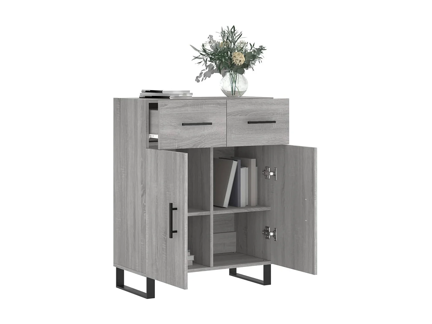 Sideboard Grau Sonoma - Lowboard 69,5x34x90 cm Holzwerkstoff -RM89467