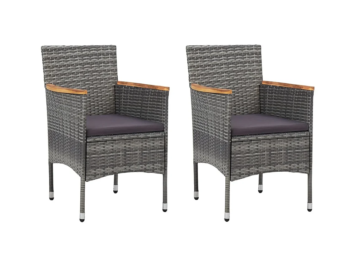 Chaises de salle à manger de jardin 2 pcs Résine tressée Gris SEF58340