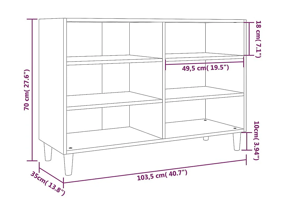 Sideboard Grau Sonoma - Lowboard 103,5x35x70 cm Holzwerkstoff -RM33835