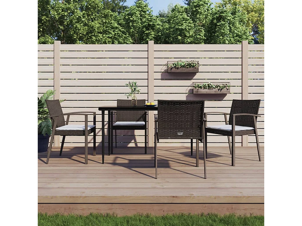 Chaises de jardin coussins lot de 4 marron 56,5x57x83 cm rotin SEF48565