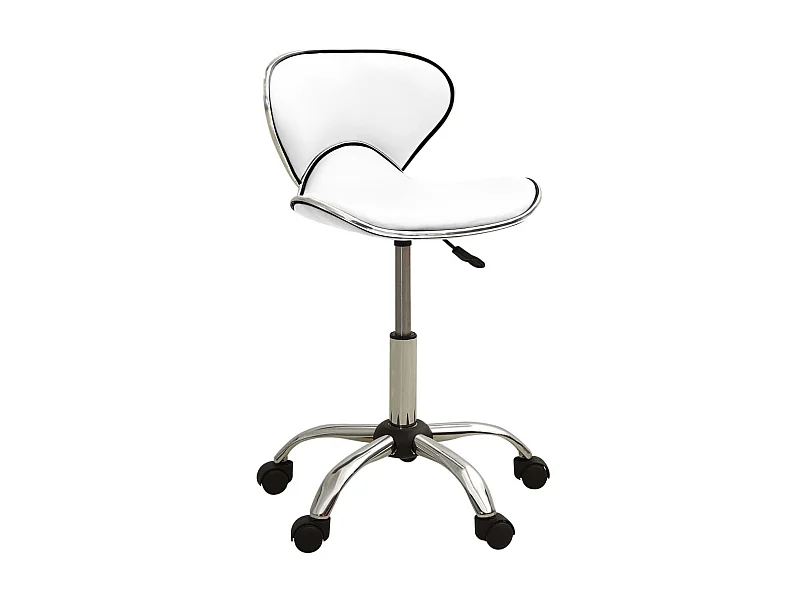 Taburete de salón de belleza de cuero sintético blanco ES73949