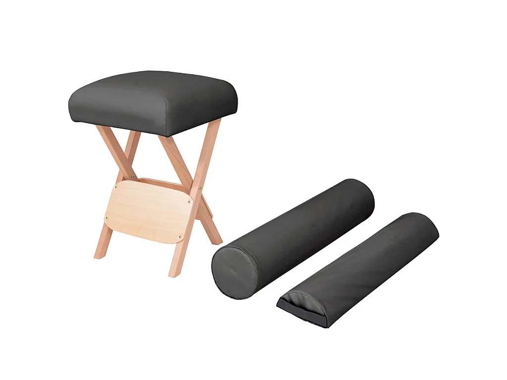 Taburete de masaje plegable 12 cm grosor y 2 cabezales negro ES31038
