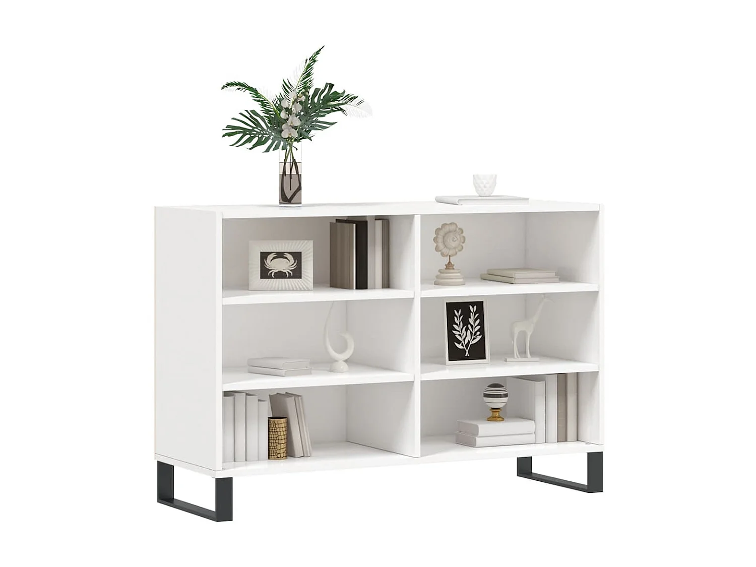 Sideboard Lowboard - Hochglanz-Weiß 103,5x35x70 cm Holzwerkstoff -RM51971