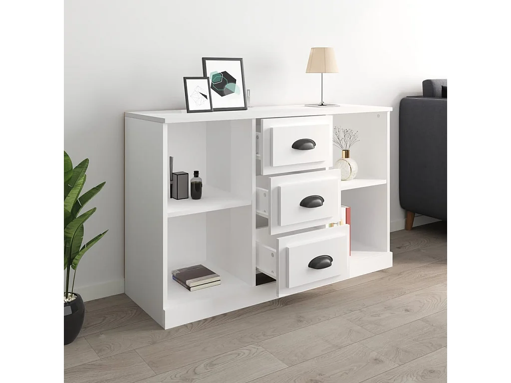 Sideboard Lowboard - Hochglanz-Weiß 104,5x35,5x67,5 cm Holzwerkstoff -RM77061