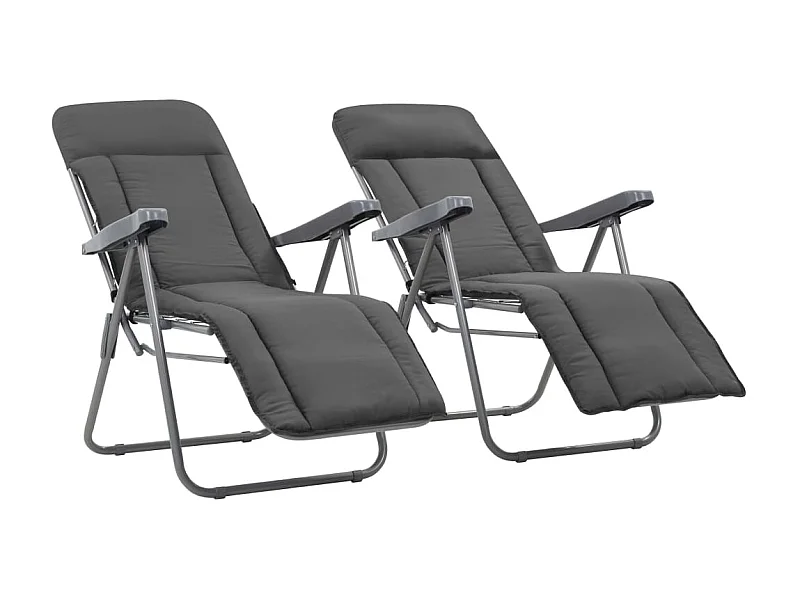 Klappbare Gartenstühle mit Polstern 2 Stk.| Outdoor-Stuhl Grau -gkd143826