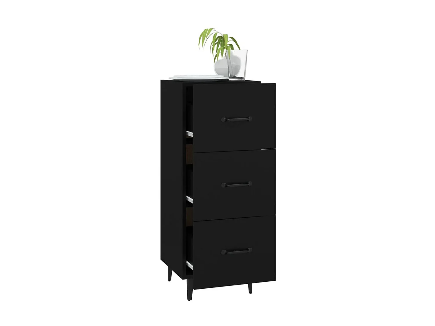 Sideboard Schwarz Anrichte 34,5x34x90 cm Holzwerkstoff -RM80780