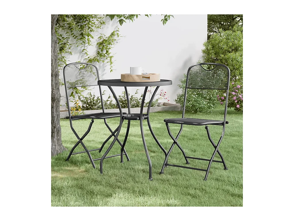 Chaises pliables de jardin 2 pcs Maille métallique Anthracite SEF58723
