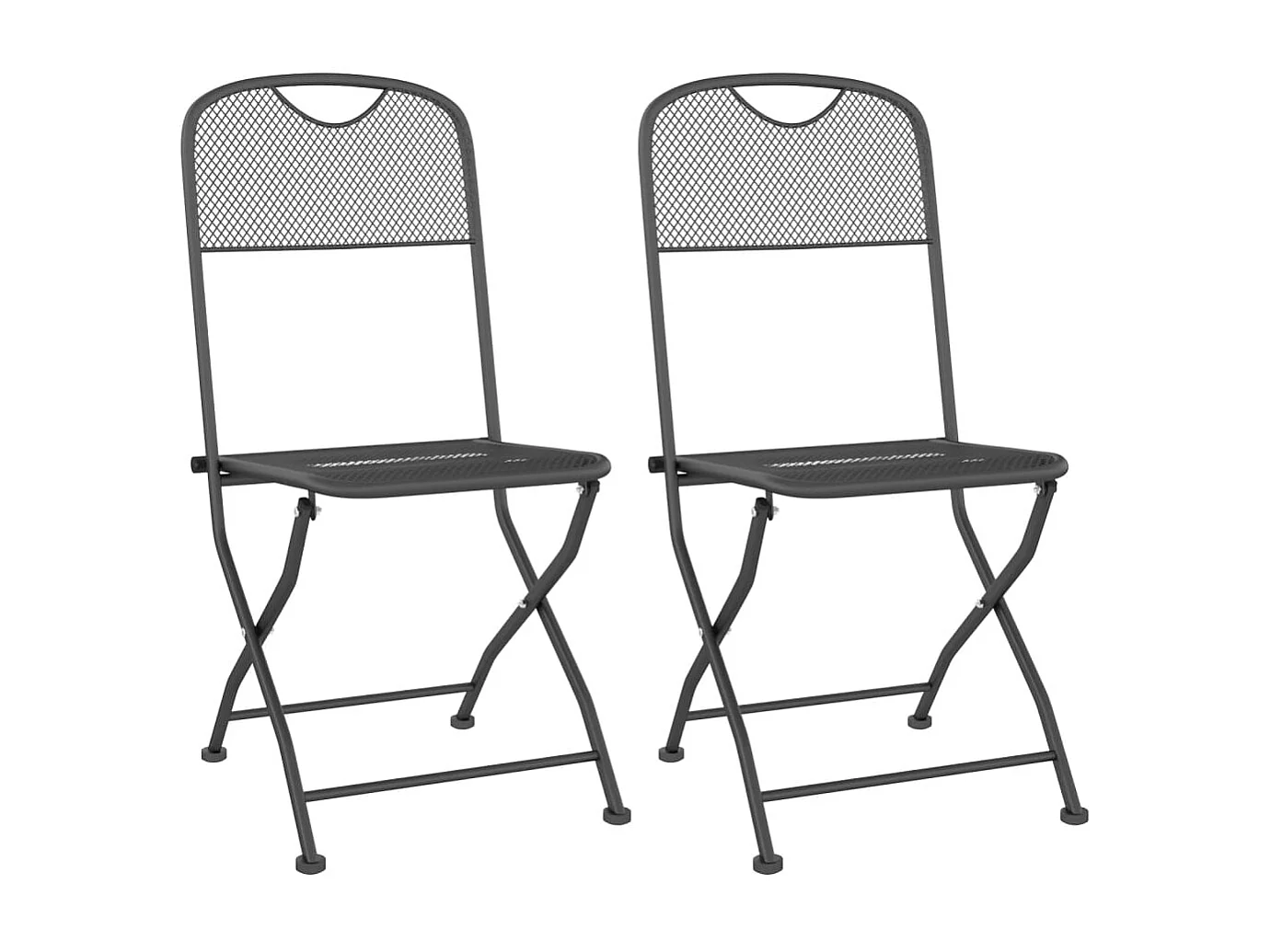 Chaises pliables de jardin 2 pcs Maille métallique Anthracite SEF58723