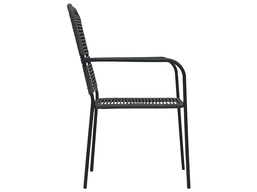 Chaises de jardin 2 pcs Corde en coton et acier Noir SEF34792