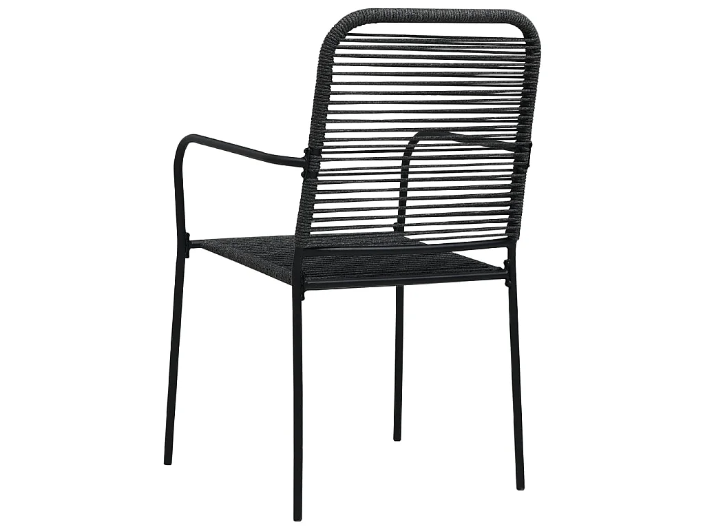 Chaises de jardin 2 pcs Corde en coton et acier Noir SEF34792