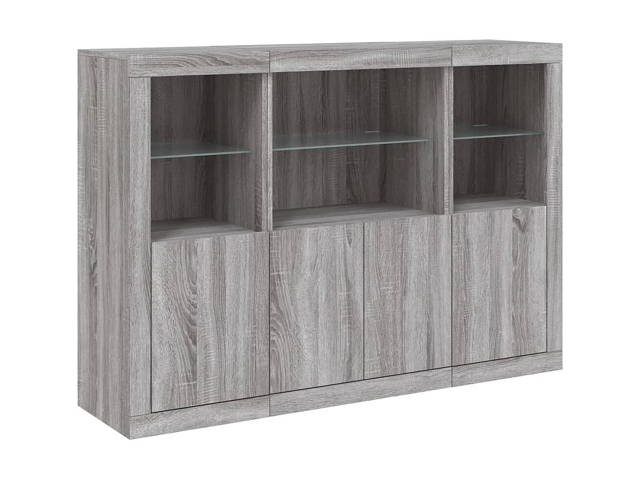 Sideboards Grau Anrichten mit LED-Leuchten im 3er-Set Anrichten Sonoma Holzwerkstoff -RM22437