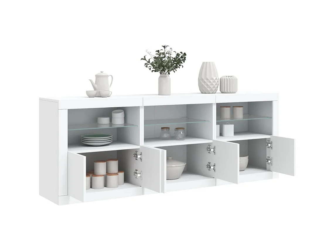 Sideboard mit LED-Leuchten Anrichte Weiß 181,5x37x67 cm -RM58899