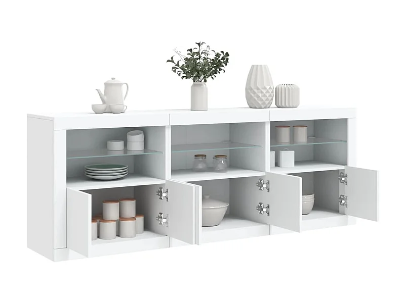 Sideboard mit LED-Leuchten Anrichte Weiß 181,5x37x67 cm -RM58899