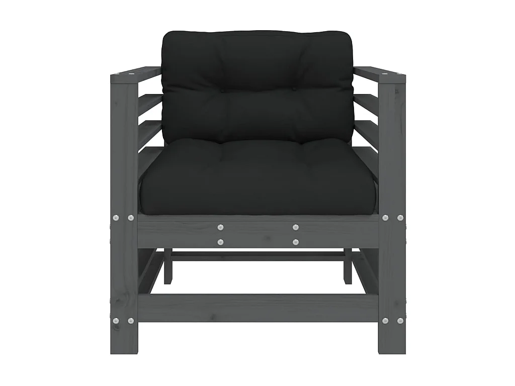 lot de 2 Chaises de jardin avec coussins gris bois de pin massif PWRS16280