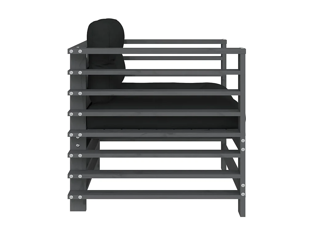 lot de 2 Chaises de jardin avec coussins gris bois de pin massif PWRS16280