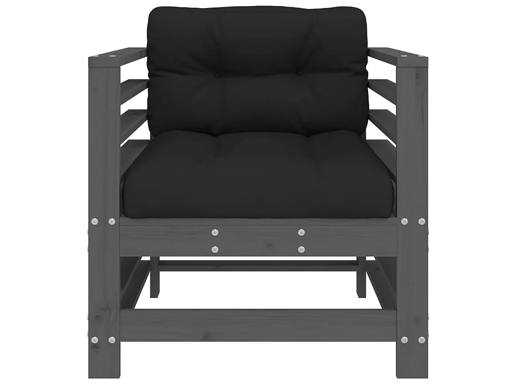 lot de 2 Chaises de jardin avec coussins gris bois de pin massif PWRS16280