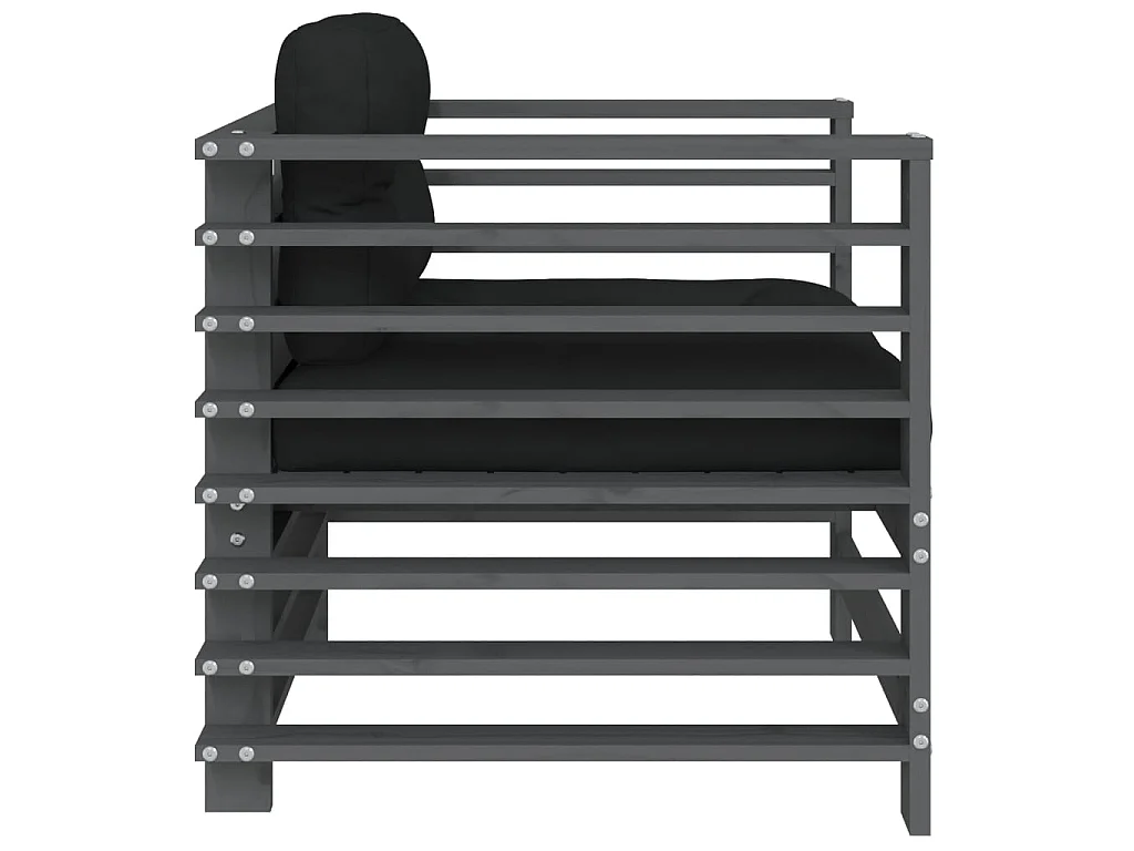 lot de 2 Chaises de jardin avec coussins gris bois de pin massif PWRS16280