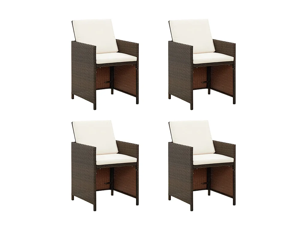 Chaises de jardin avec coussins 4 pcs Résine tressée Marron SEF80087