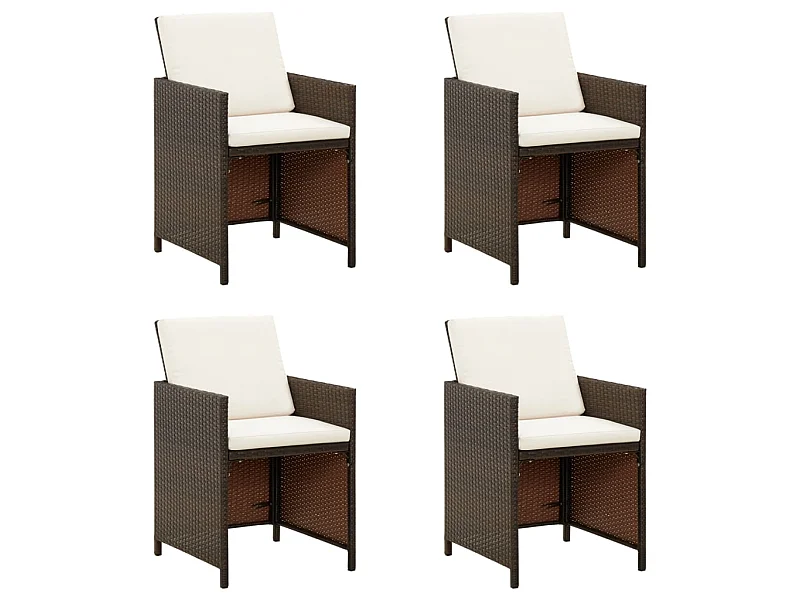 Chaises de jardin avec coussins 4 pcs Résine tressée Marron SEF80087