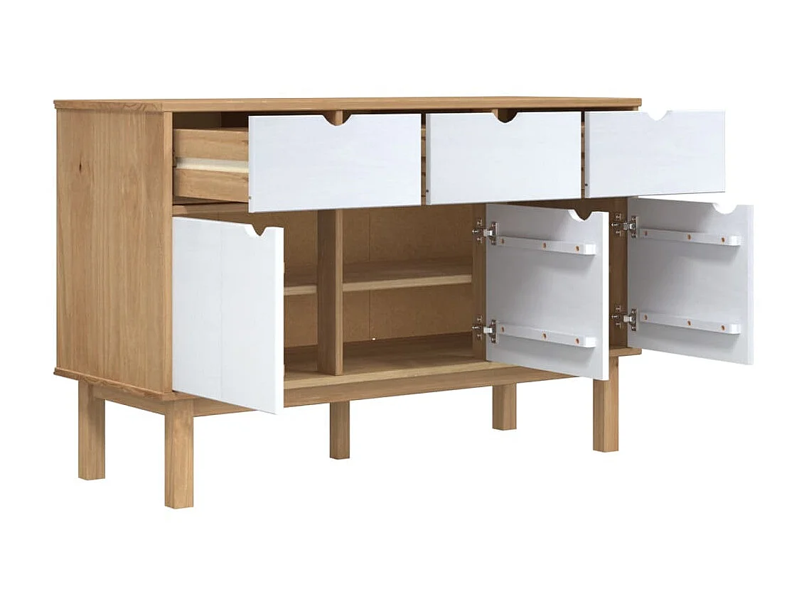 Sideboard Anrichte OTTA Braun&Weiß 114x43x73,5 cm Massivholz Kiefer -RM81389