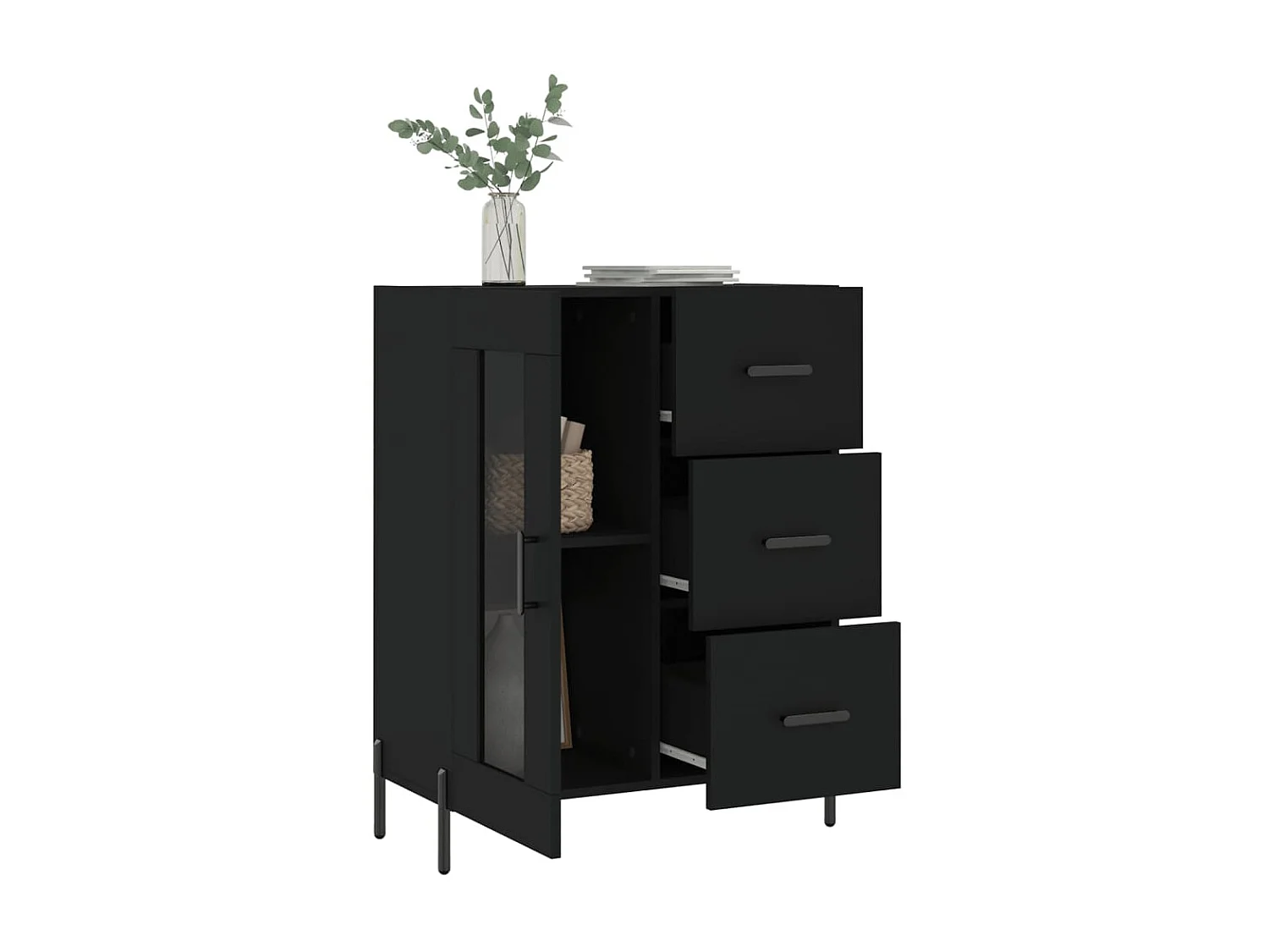 Sideboard Schwarz Anrichte 69,5x34x90 cm Holzwerkstoff -RM75323