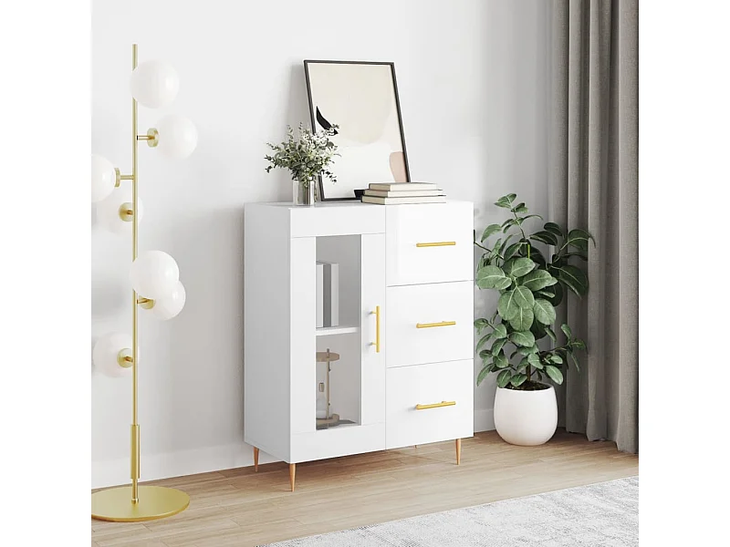 Sideboard Lowboard - Hochglanz-Weiß 69,5x34x90 cm Holzwerkstoff -RM50921