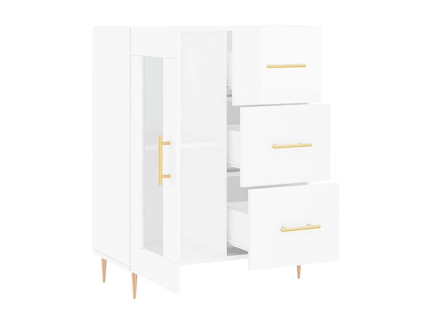 Sideboard Lowboard - Hochglanz-Weiß 69,5x34x90 cm Holzwerkstoff -RM50921