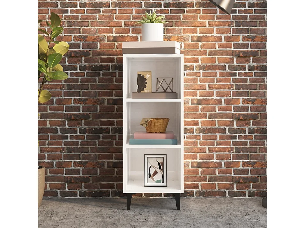 Sideboard Lowboard - Hochglanz-Weiß 34,5x32,5x90 cm Holzwerkstoff -RM99347