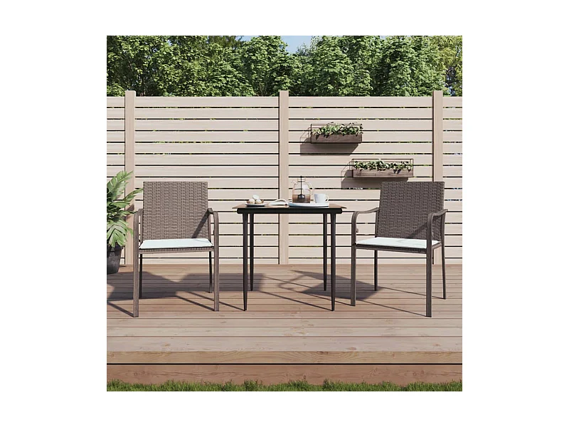 Tuinstoelen 2 st met kussens 56x59x84 cm poly rattan bruin NL62795