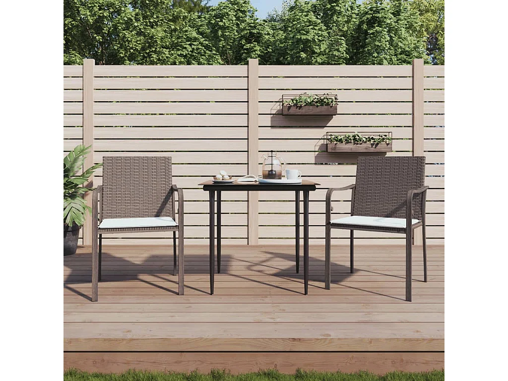 Chaises de jardin et coussins lot de 2 marron 56x59x84 cm rotin SEF79902