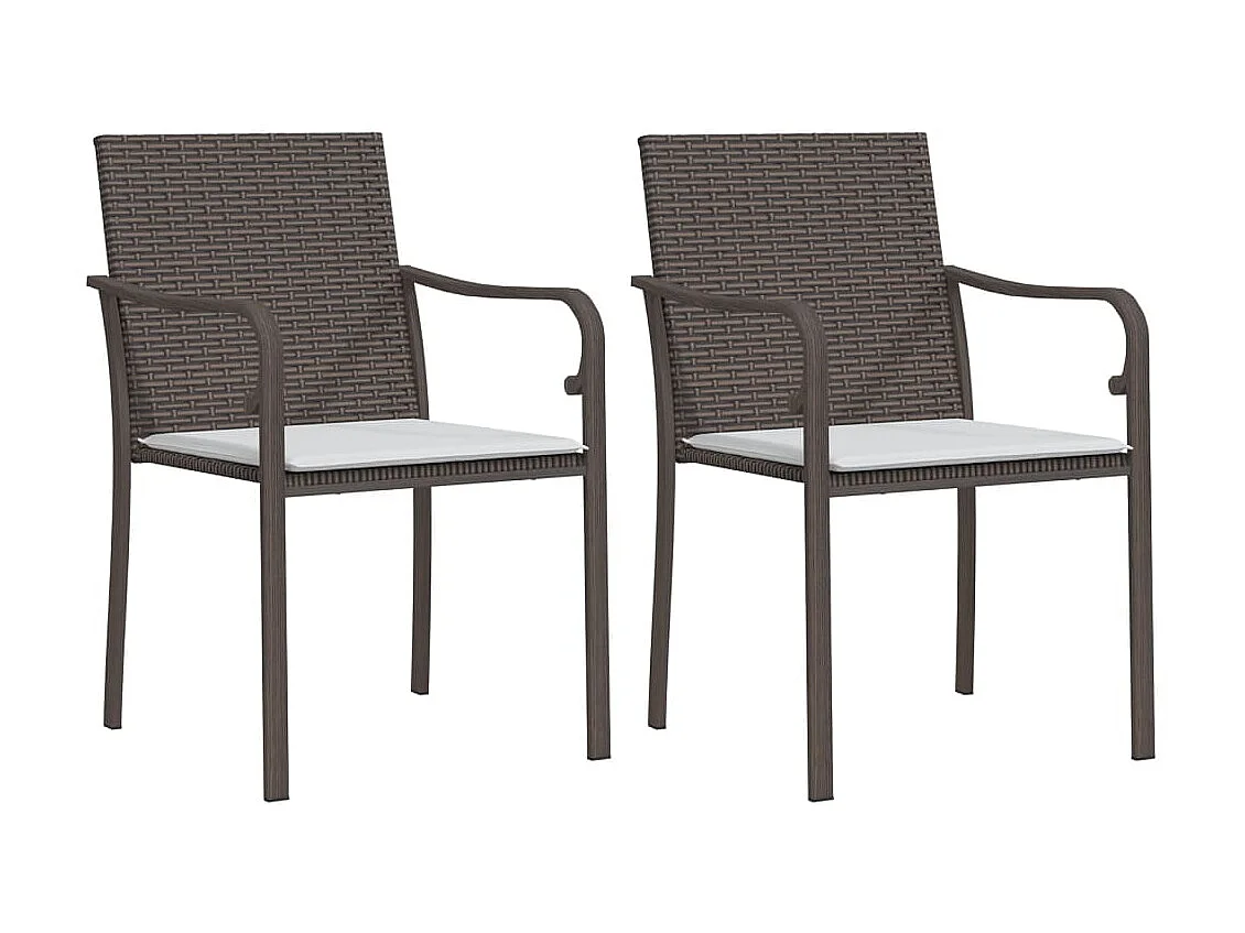 Chaises de jardin et coussins lot de 2 marron 56x59x84 cm rotin SEF79902