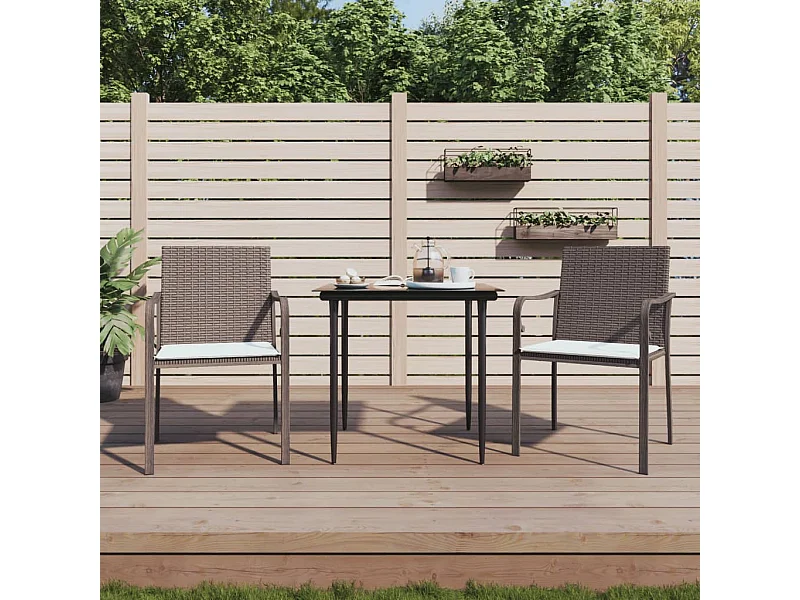 Chaises de jardin et coussins lot de 2 marron 56x59x84 cm rotin SEF79902