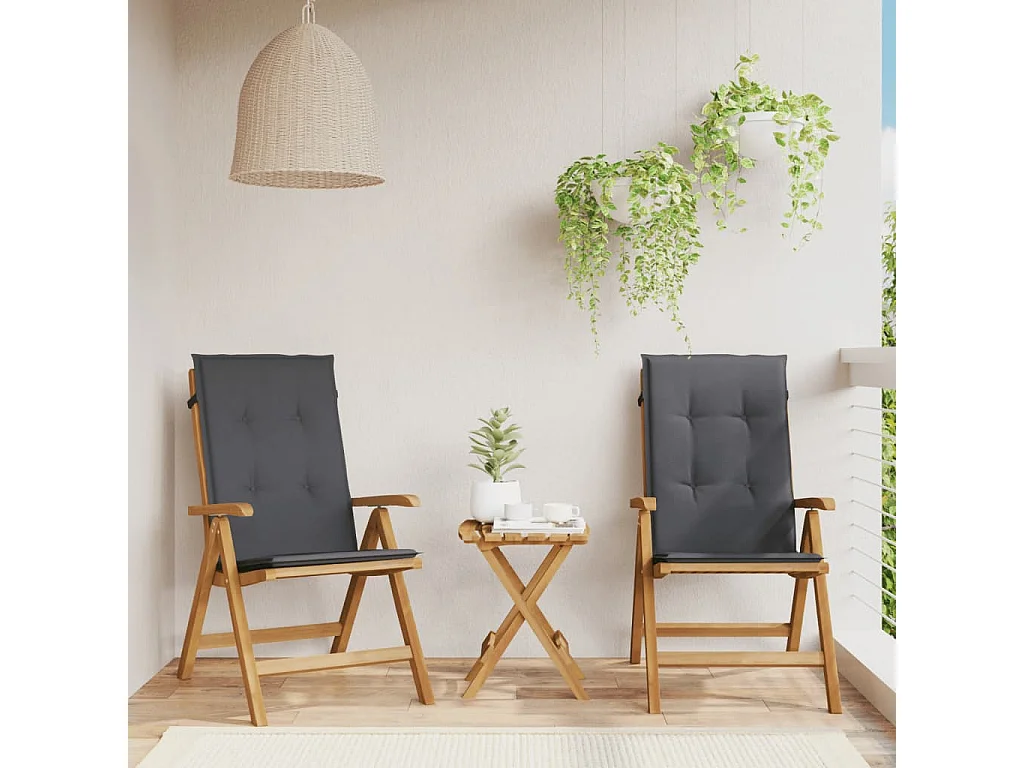 Tuinstoelen 2 st verstelbaar met kussens massief teakhout NL85543