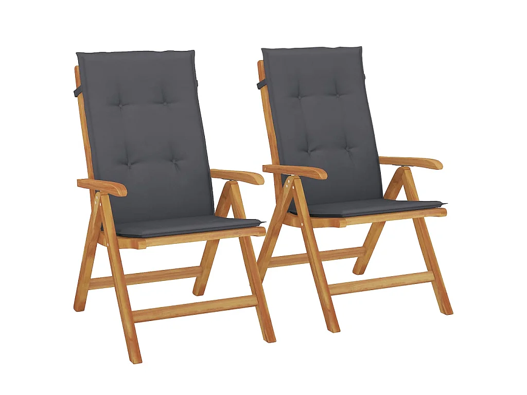 Tuinstoelen 2 st verstelbaar met kussens massief teakhout NL85543