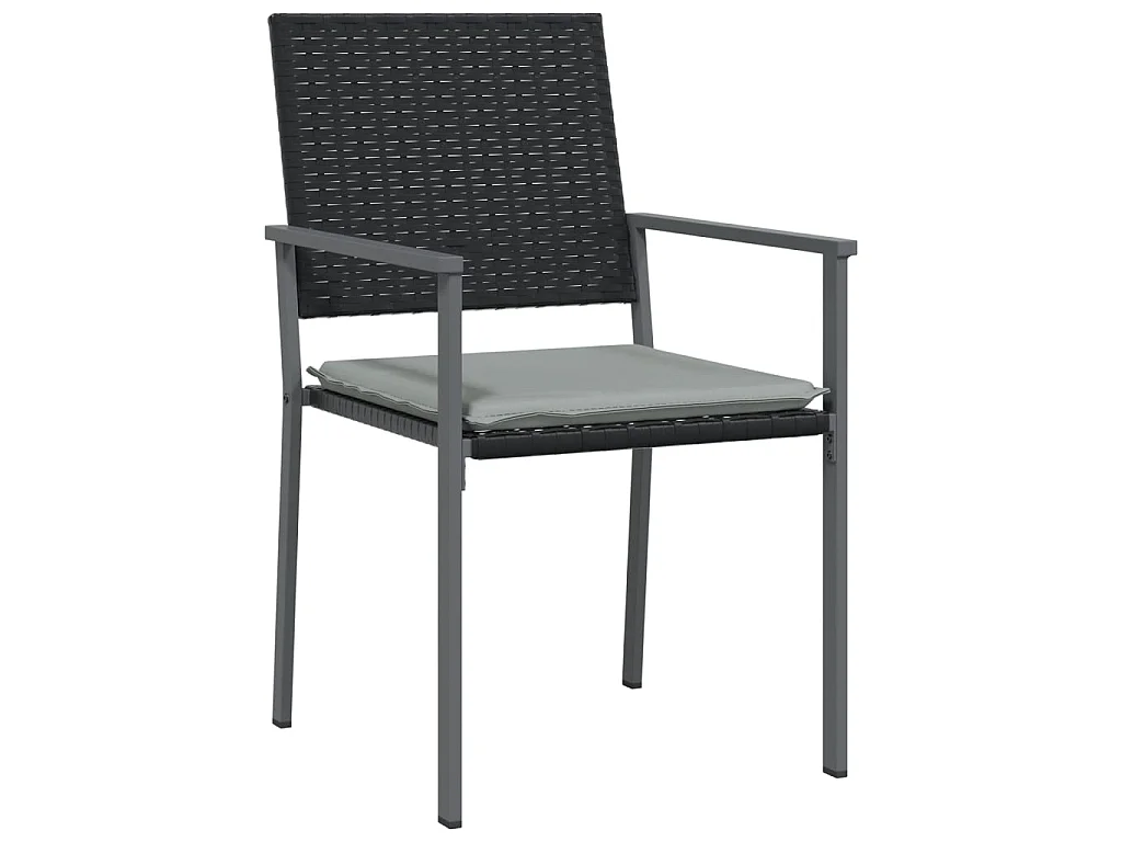 Cadeiras jardim c/ almofadões 4 pcs 54x62,5x89 cm vime PE preto PT198354