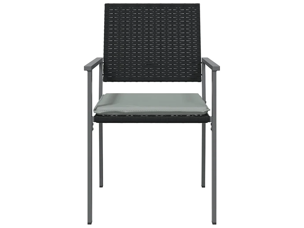 Chaises de jardin et coussins lot de 4 noir 54x62,5x89 cm rotin SEF16297