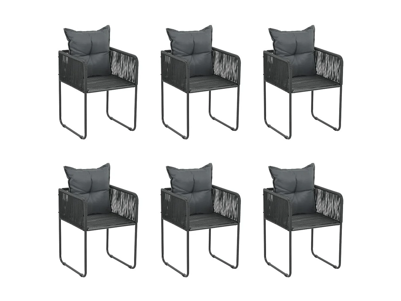 Chaises d'extérieur 6 pcs avec oreillers Résine tressée Noir SEF63401