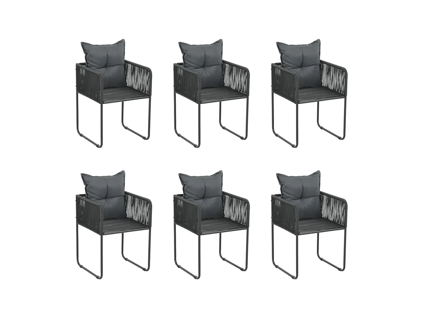 Chaises d'extérieur 6 pcs avec oreillers Résine tressée Noir SEF63401