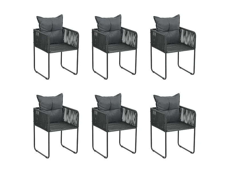 Chaises d'extérieur 6 pcs avec oreillers Résine tressée Noir SEF63401