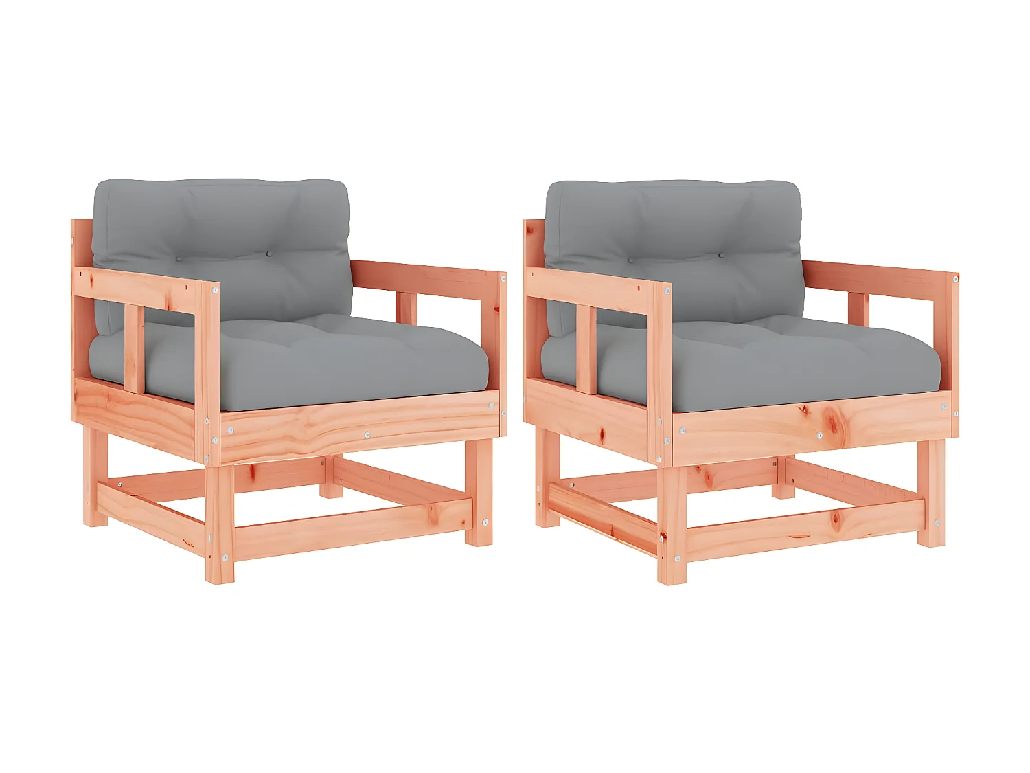 Sillones de jardín y cojines 2 uds madera maciza abeto Douglas ES11737