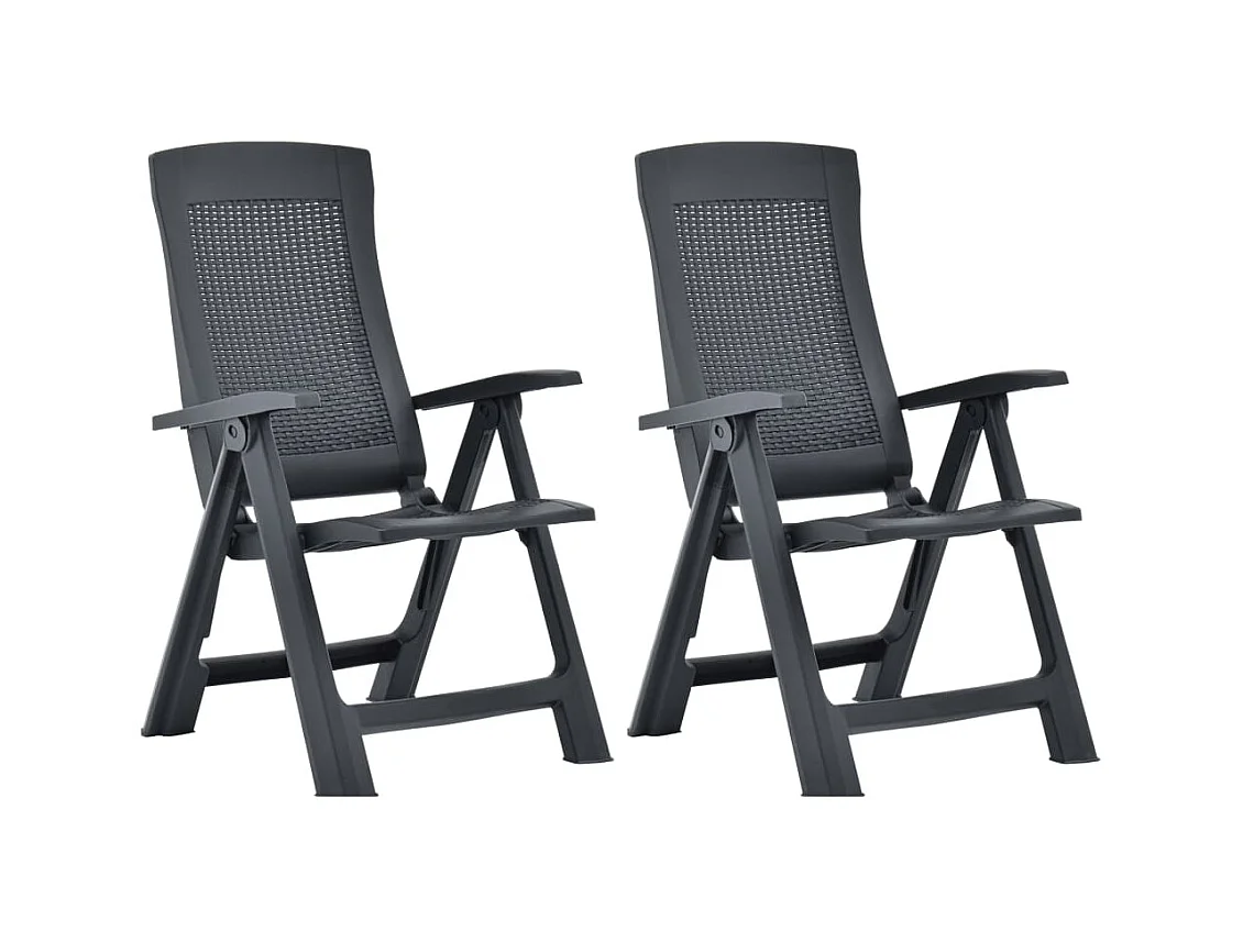 Chaises inclinables de jardin 2 pcs Plastique Anthracite SEF61726