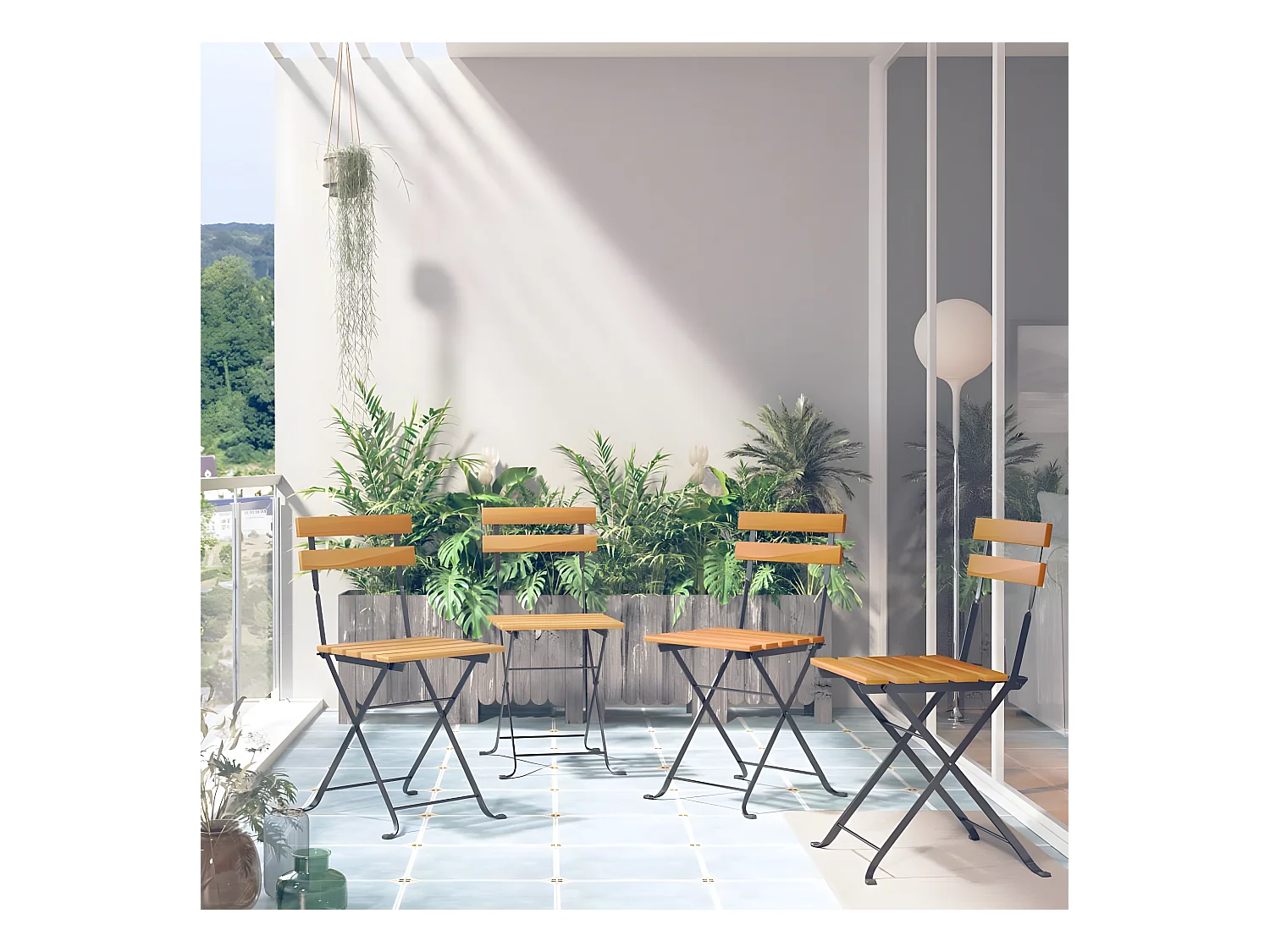 Chaises de bistro pliables 4 pcs Bois d'acacia massif SEF77583